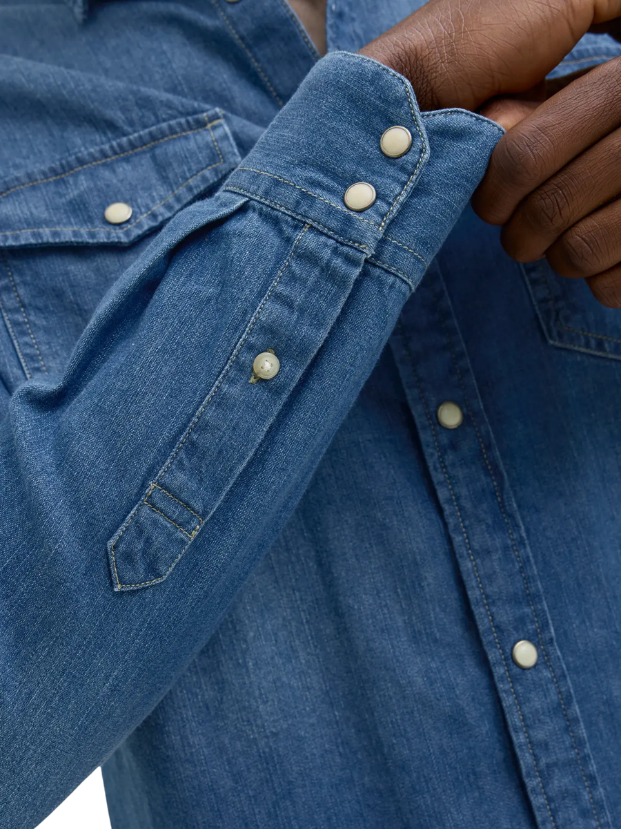 Camicia Jack & Jones blu in denim 12138115 Medium Blue Denim Jack & Jones 