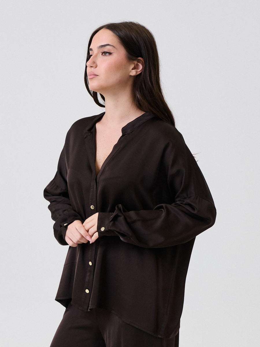 Camicia satinata Armoire marrone scuro F9240C22R MOKA Armoire 
