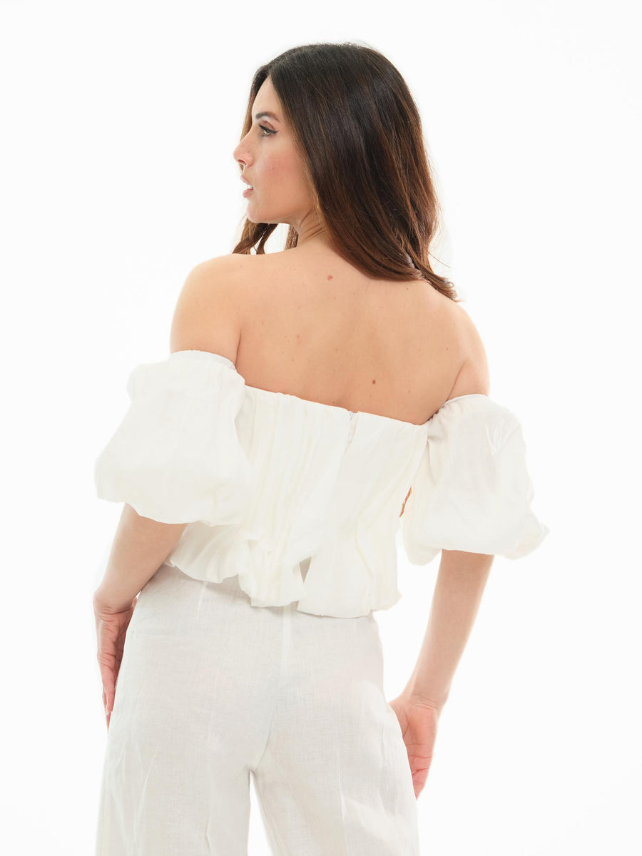 Top cropped Bohemian Vì bianco monospalla TOP201 OFF WHI Bohemian V 