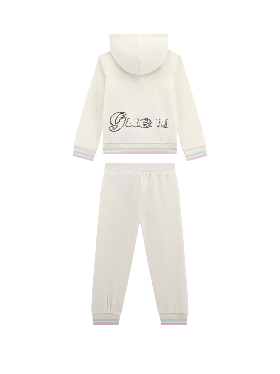 Completo felpa e pantalone Guess panna con dettagli arcobaleno e strass K5YG00KA6R4 G012 Guess 