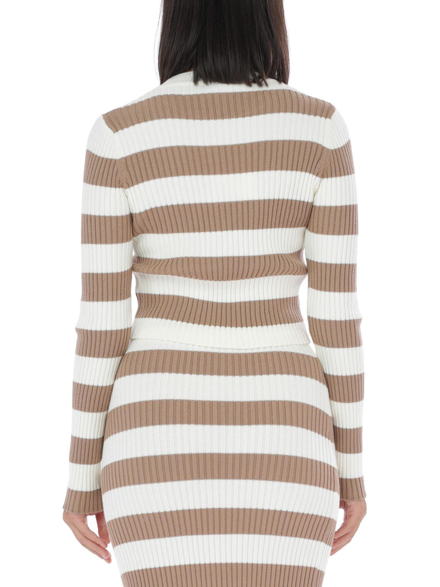 Maglioncino a righe e costine 2220398 ECRU/CAM Tensione in 