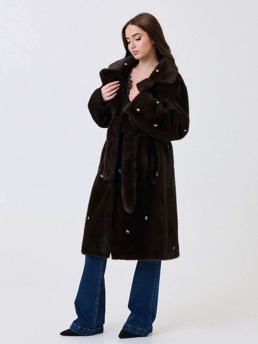 Ecopelliccia Vicolo moro con cristalli applicati TF0046 FU69 Vicolo 