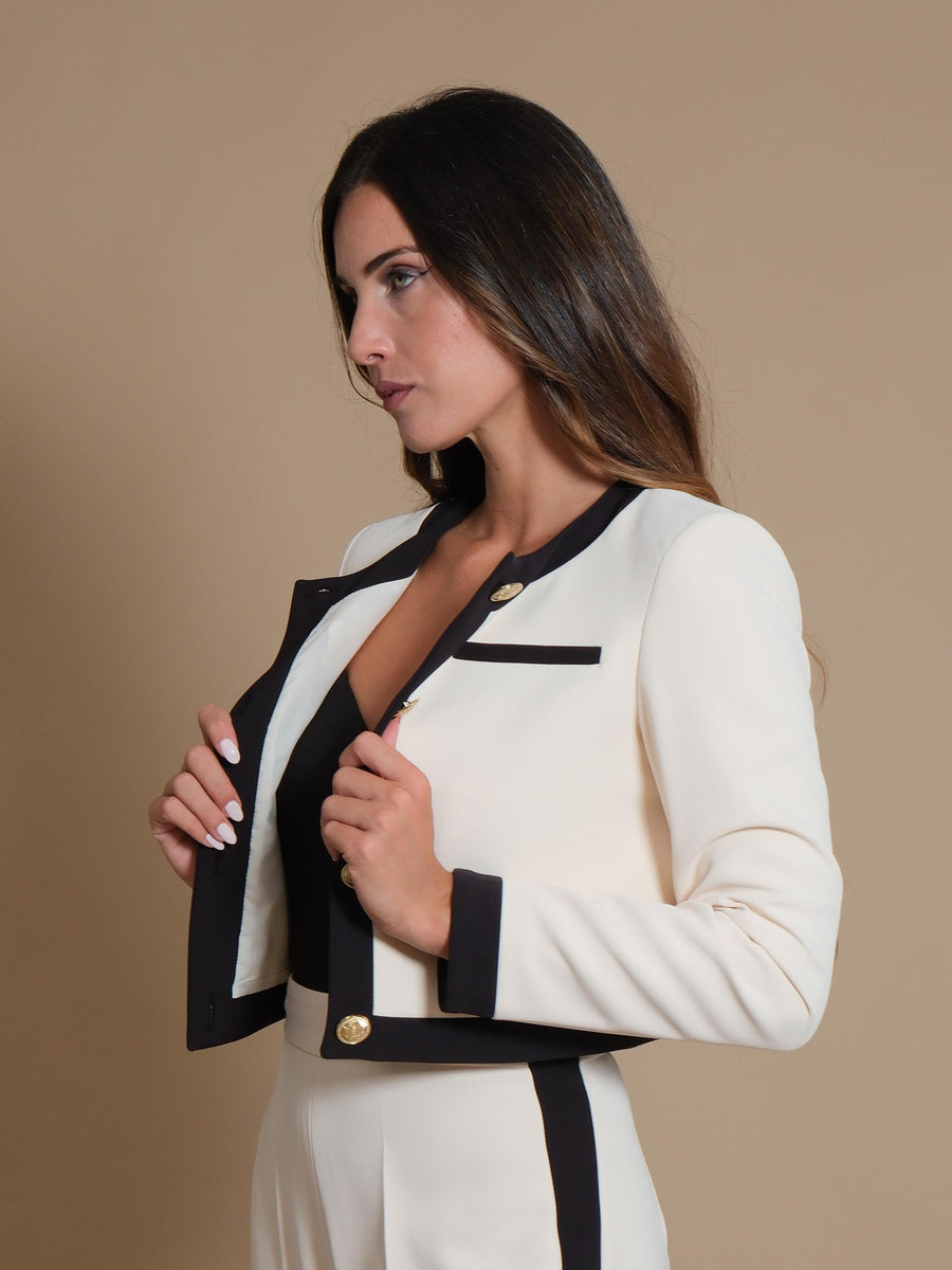 Giacca Silence Limited Modello Chanel panna GI573 MILK-NERO Silence Limited 