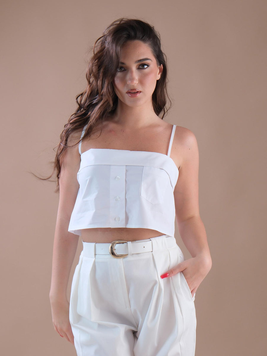 Crop top bianco mood camicia con bratella RGD5HTP BIANCO Imperial 