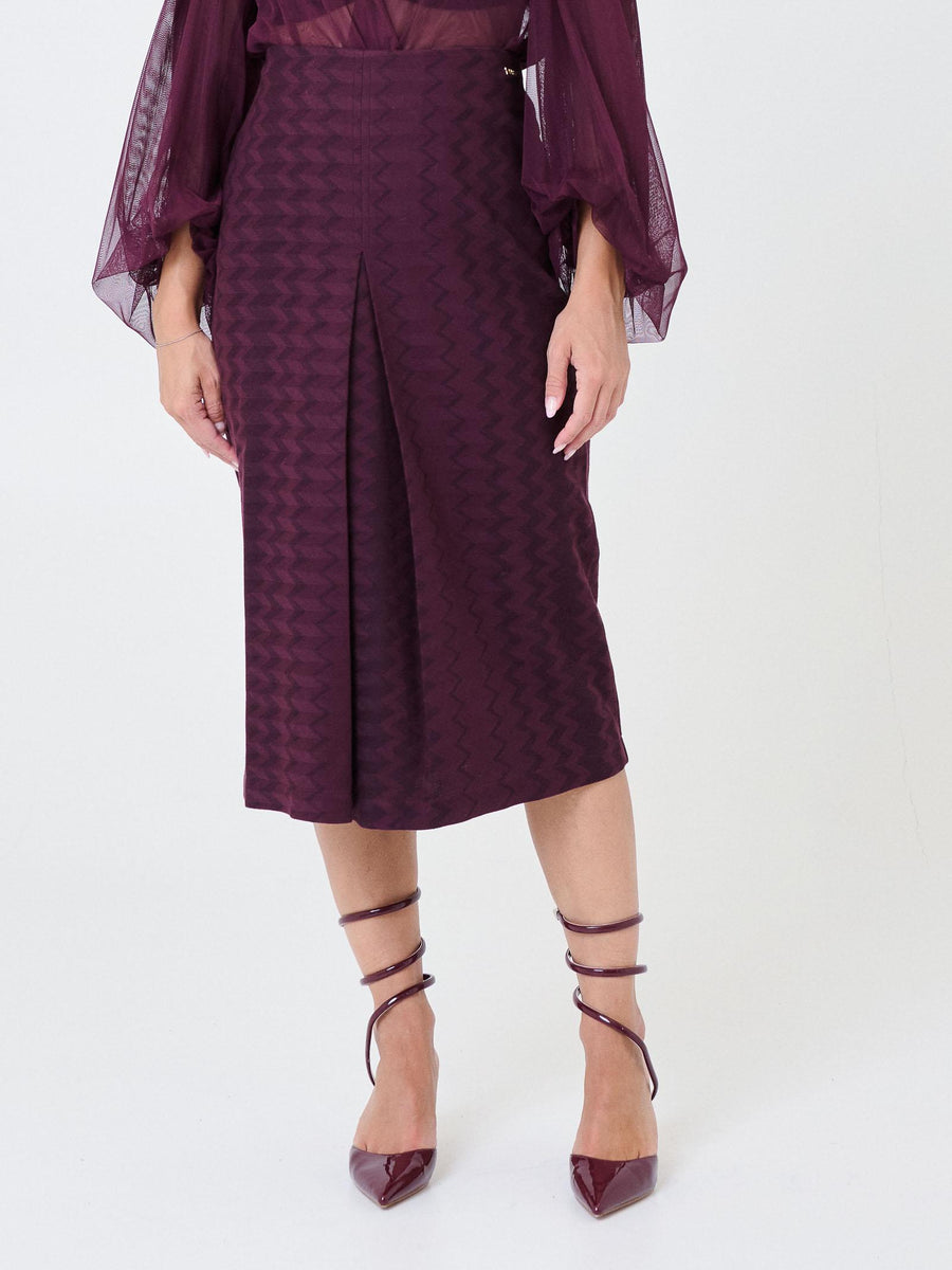 Gonna midi Pho Firenze rosso malaga con motivo a zig zag 4324173 MALAGA PHO FIRENZE 