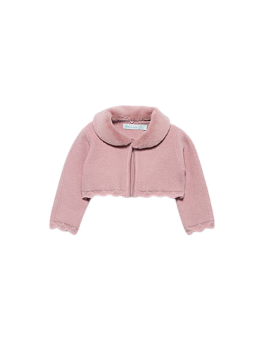 Cardigan Abel & Lula rosa con colletto in ecopelliccia 5817 Petalo Abel & Lula 