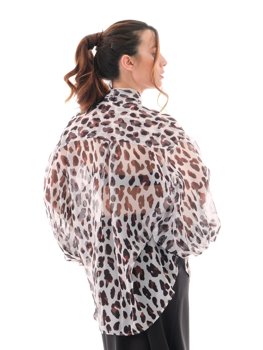 Camicetta Imperial con tie neck e stampa animalier bianco e nero CMR8JFK PANNA/NERO Imperial 