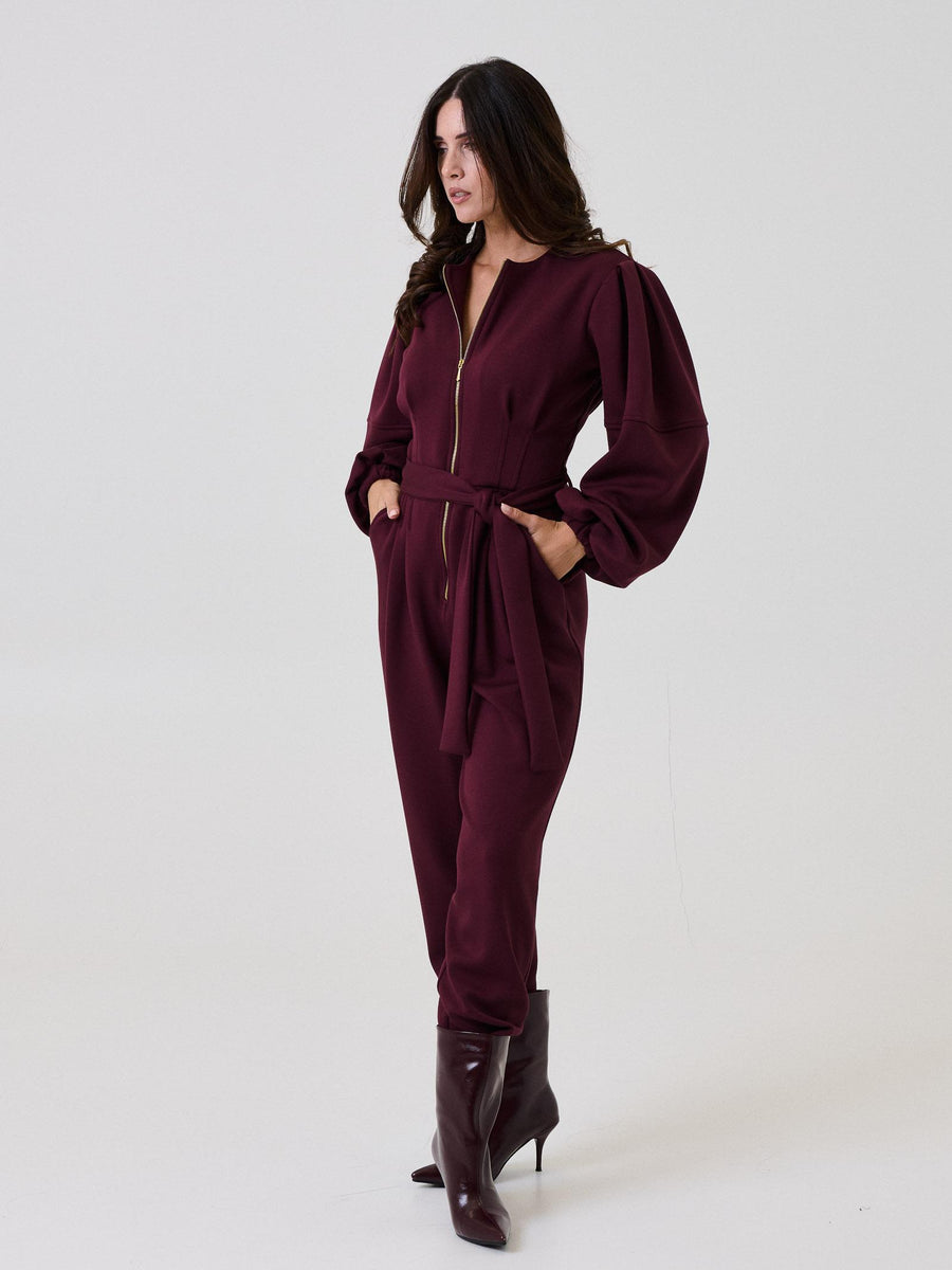 Jumpsuit Bohemian Vì bordeaux con zip centrale BHTUT004 BORDEAUX Bohemian V 