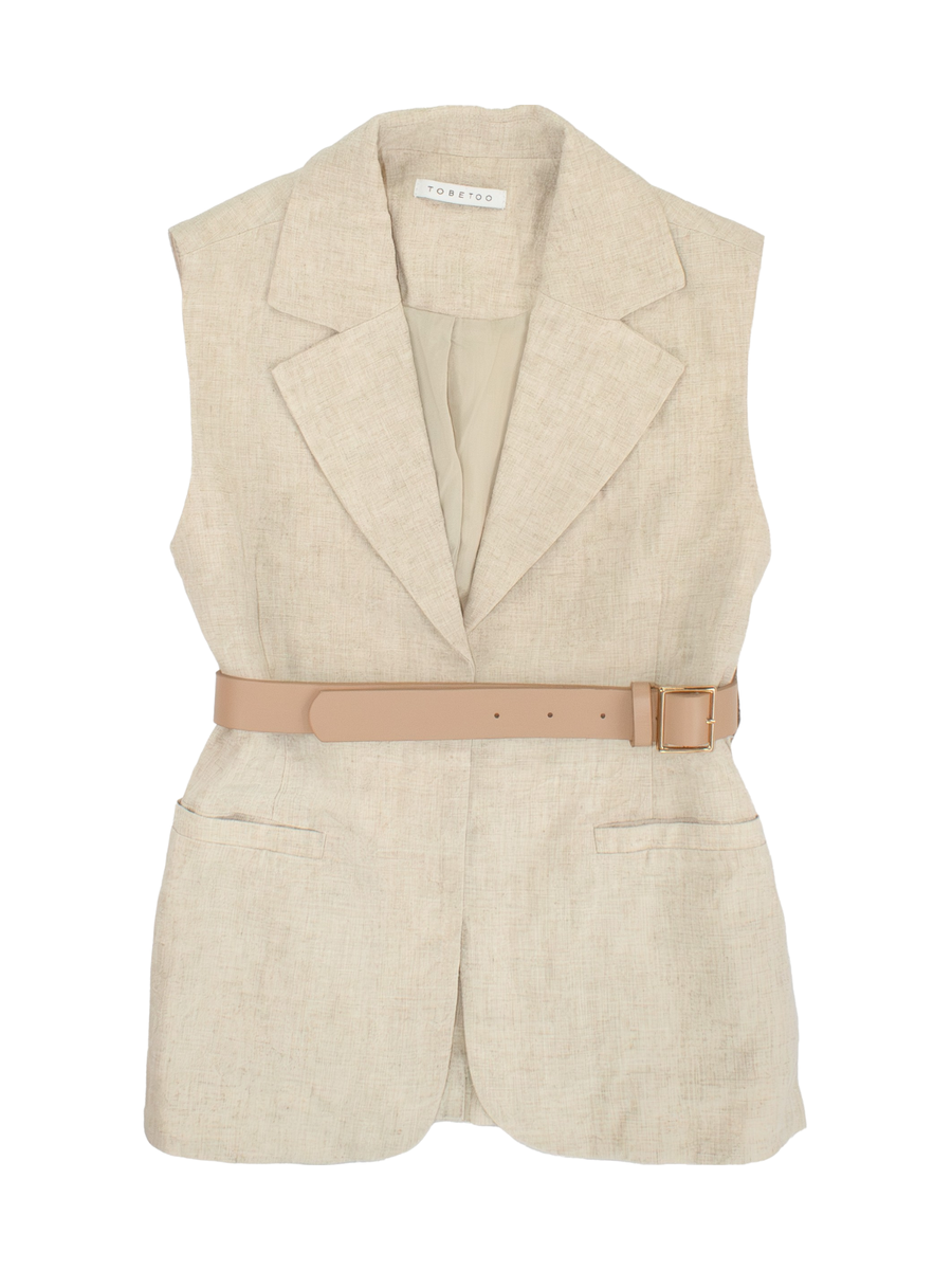 Giacca smanicata Tobetoo burro con cinturino marrone 177JTFJS25 BURRO Tobetoo 