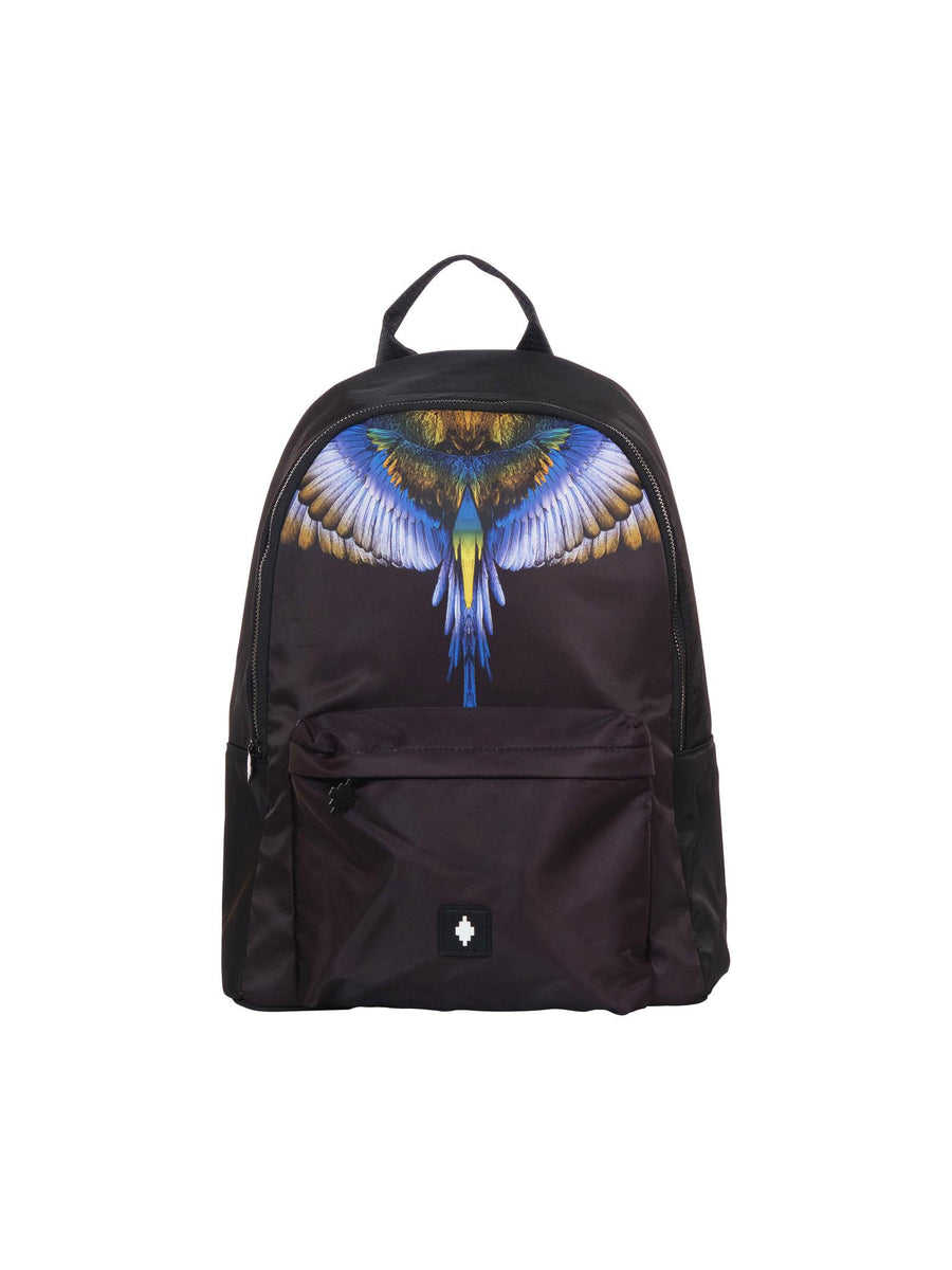 Zaino Count of Milan nero con ali di pappagallo viola e tasca frontale COMAF250109 NE County of Milan 