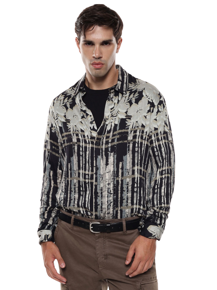 Camicia con stampa floreale Imperial nera e beige CYT9KCO NERO/BEIGE Imperial 