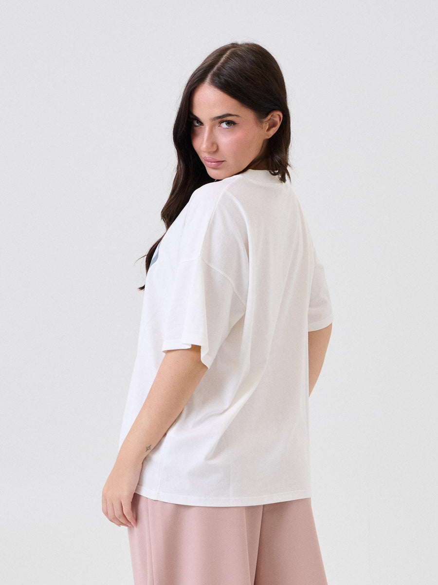 T-Shirt Vicolo bianca con stampa bianco/nero RF0129 BIA Vicolo 