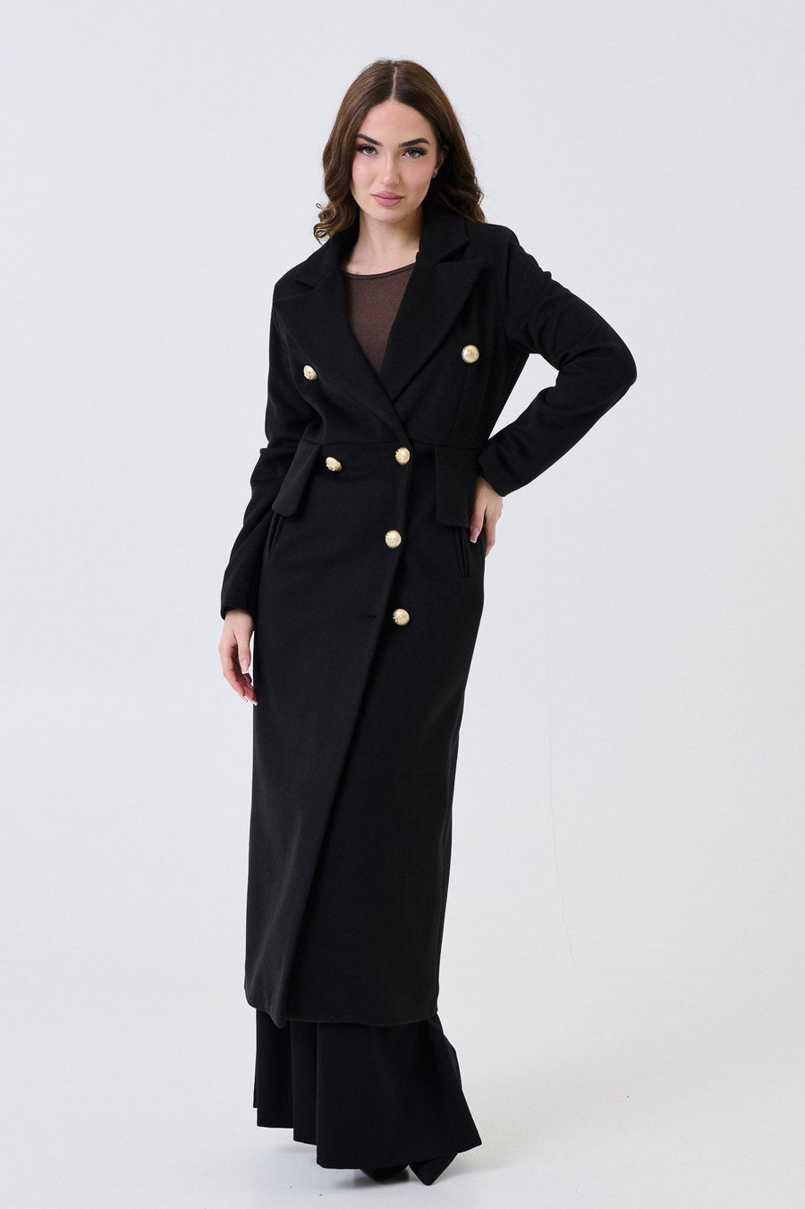 Cappotto doppiopetto lungo Armoire nero con bottoni dorati VIOLET NERO Armoire 