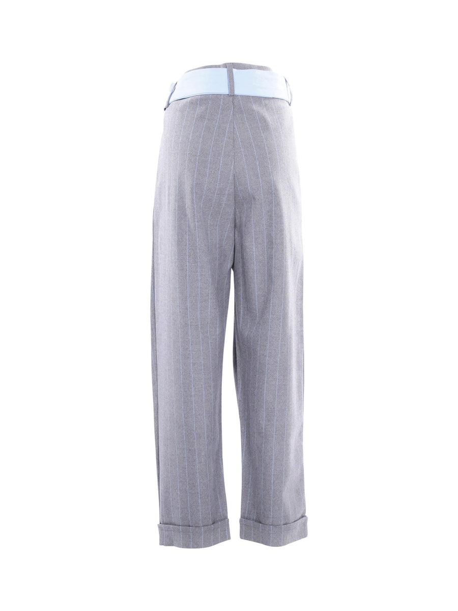 Pantalone Manila Grace taglio maschile grigio gessato MFJF24P140 GRIGIO Manila Grace 