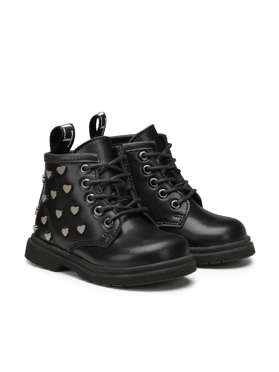 Anfibi neri Sabbath con borchie a forma di cuore CLJ005700 BLKSILV Cult 