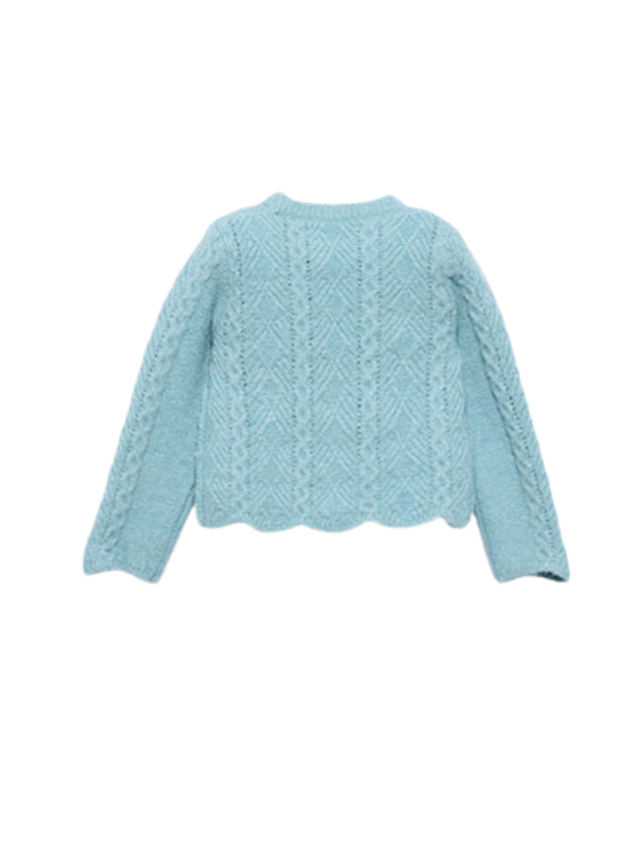 Maglione traforato Abel & Lula azzurro con fondo smerlato 5829 Acqua Abel & Lula 