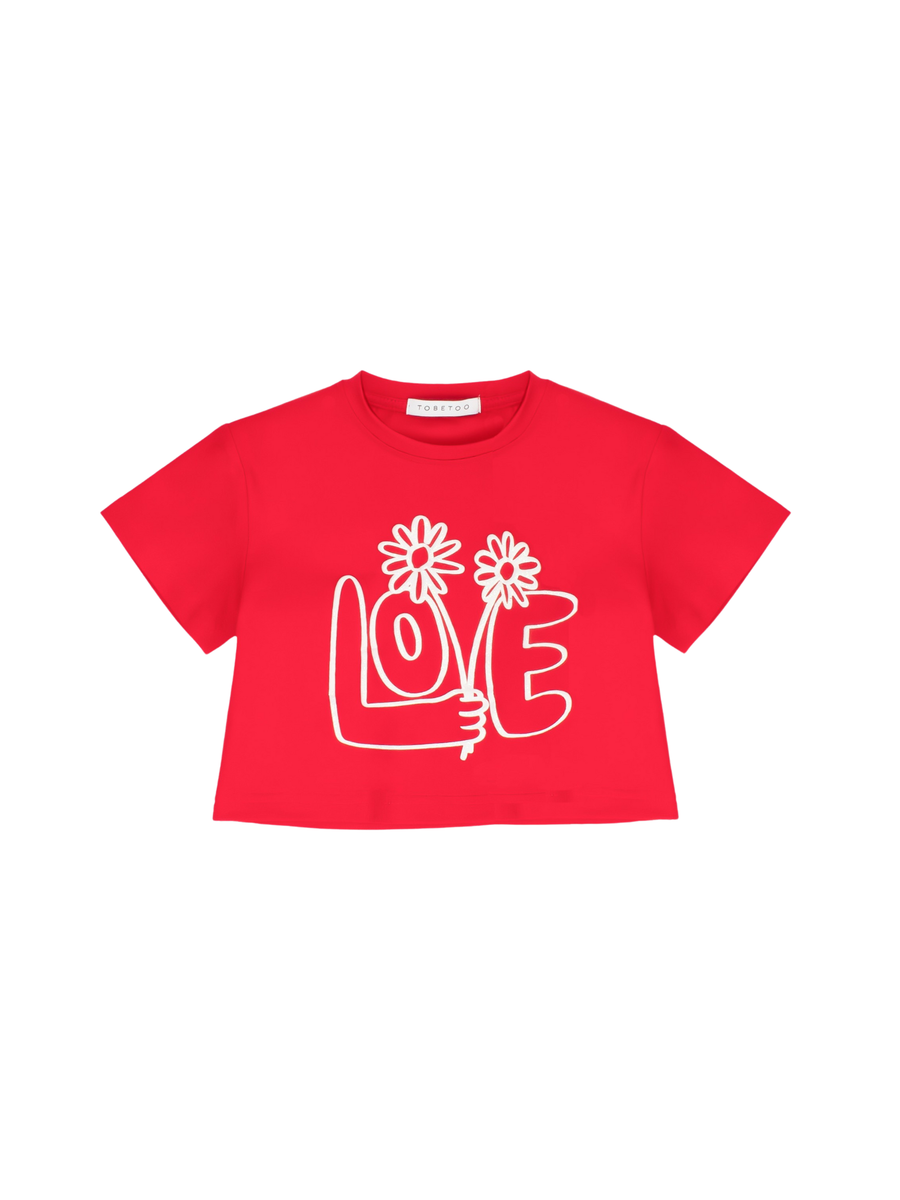 T-Shirt cropped Tobetoo rossa "love" 340TTBS25 ROSSO Tobetoo 