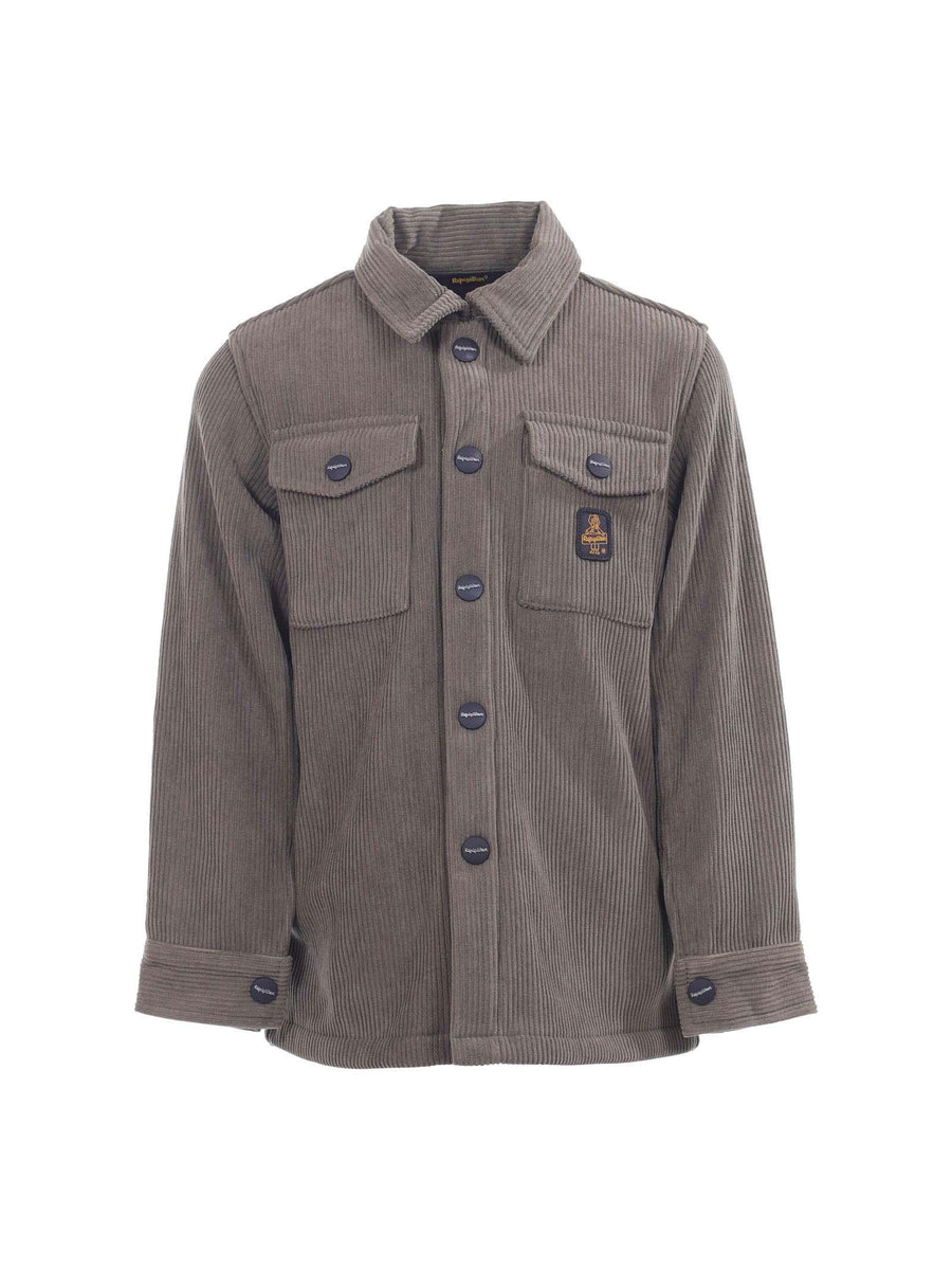 Camicia bambino Refrigiwear verde a costine e felpata RW704 RE001 Refrigiwear 