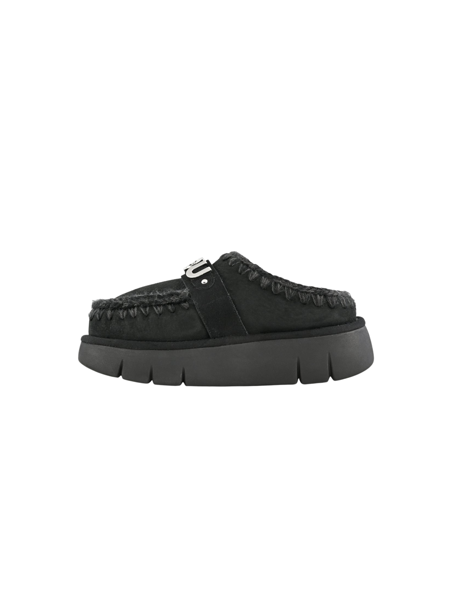 Mou " Bounce Clog Suede - Letter Logo" nero MU.FW531001A BKBK Mou 