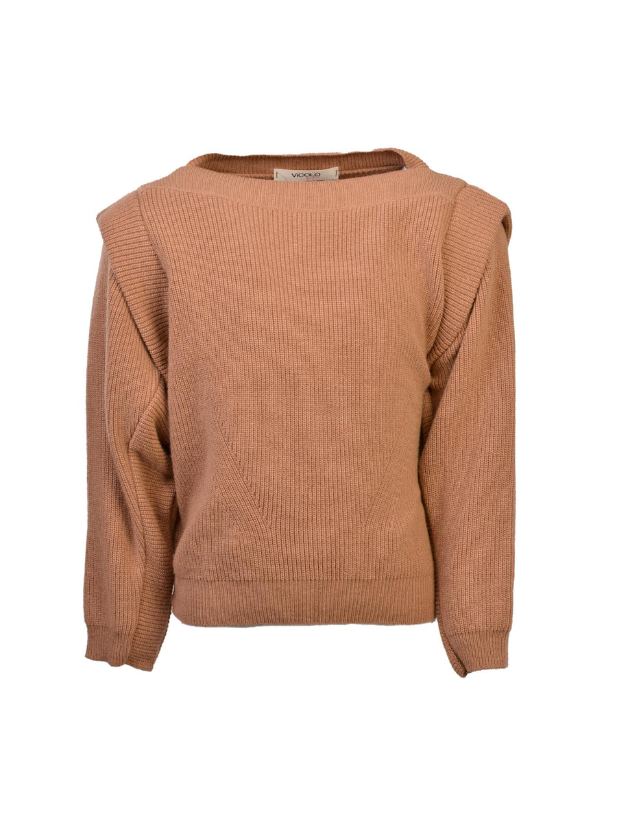 Maglioncino a costine cammello W0626 CAM Vicolo 