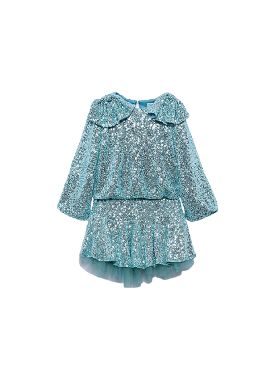 Abito con paillettes Abel & Lula azzurro con tulle sul fondo 5542 Acqua Abel & Lula 