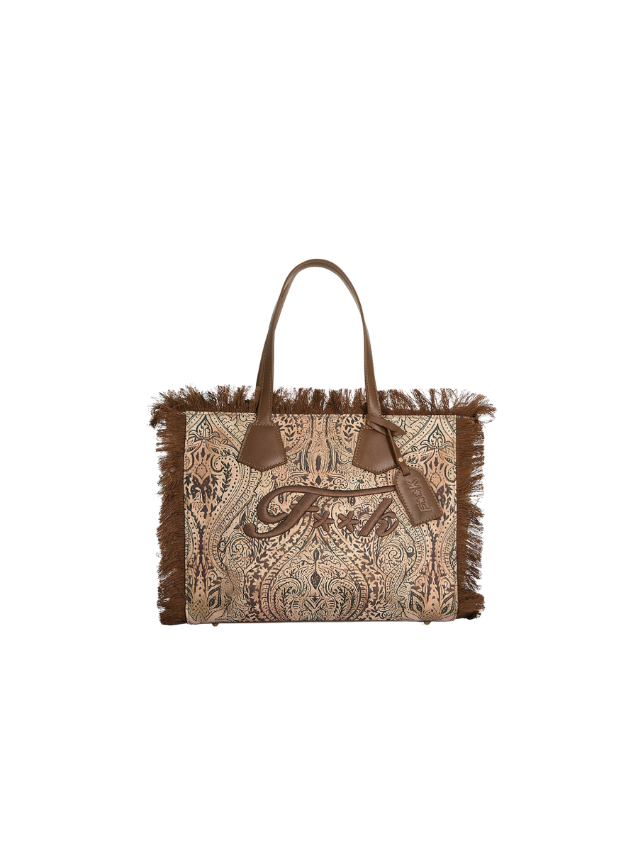 Borsa a spalla Fk marrone con frange FA25-WW0260X04 UNI Fk 
