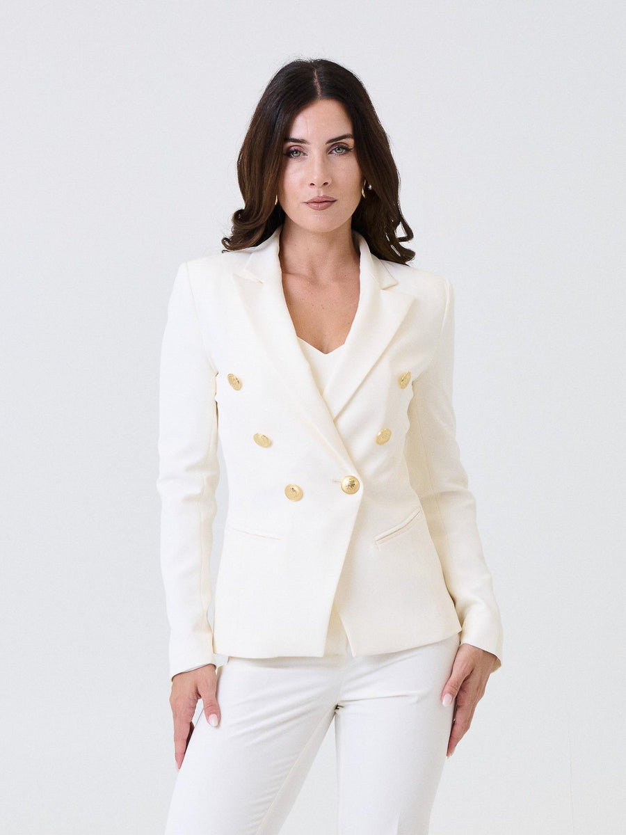 Giacca "Libra" Silence Limited doppiopetto bianco latte con bottoni oro NPR235GOLD MILK Silence Limited 