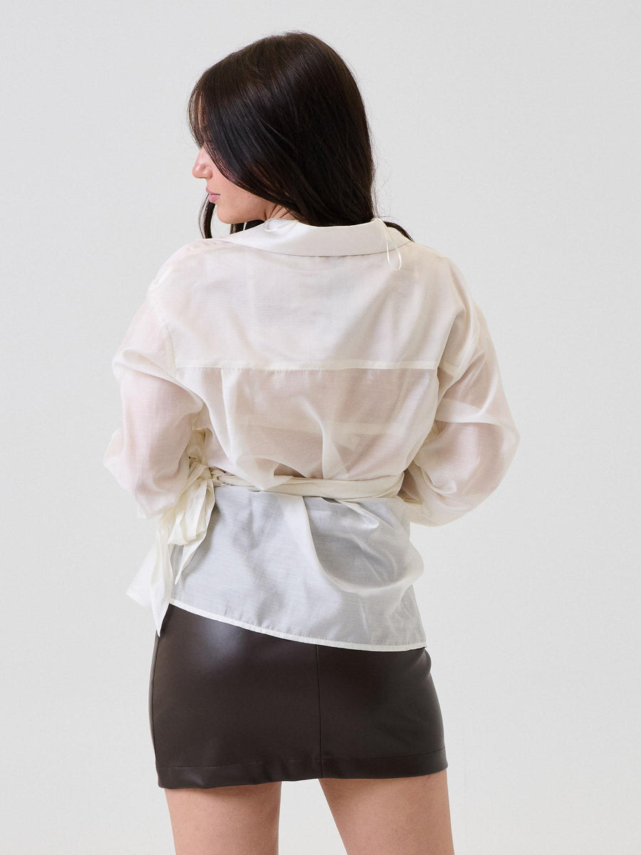 Camicia Vicolo burro annodata in voile TF0678 BURRO Vicolo 