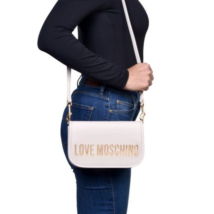 Borsa a tracolla Love Moschino bianco con maxi logo dorato in rilievo JC4028PP1NKD 0110 Love Moschino 