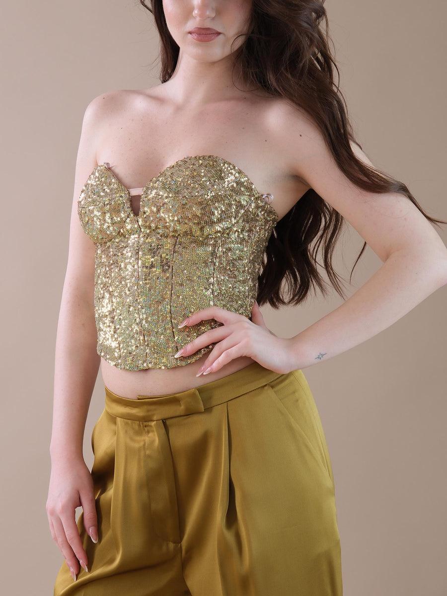 Top bustier Silence Limited oro ricoperto di pailettes SD8018 GOLD Silence Limited 