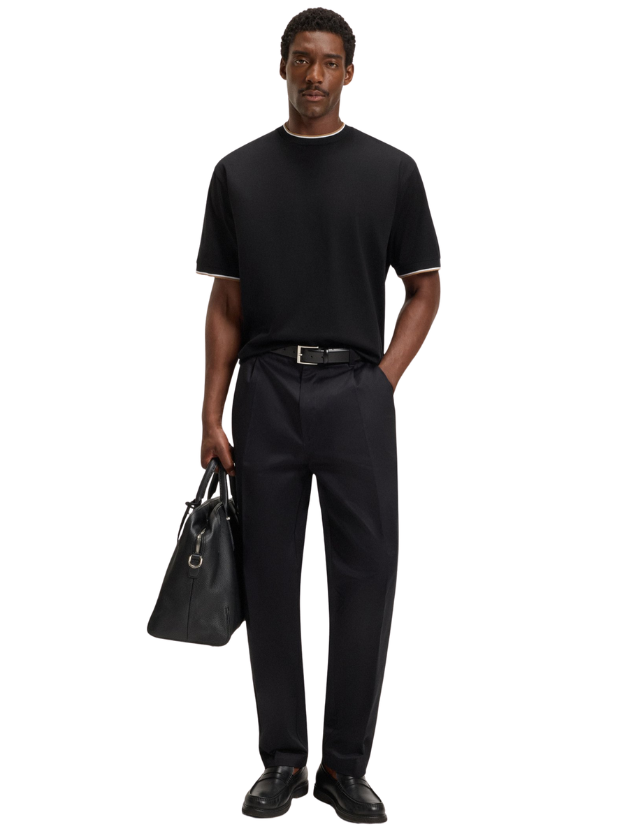 T-Shirt Boss nera con inserti beige e bianchi 50548012 001 Boss 