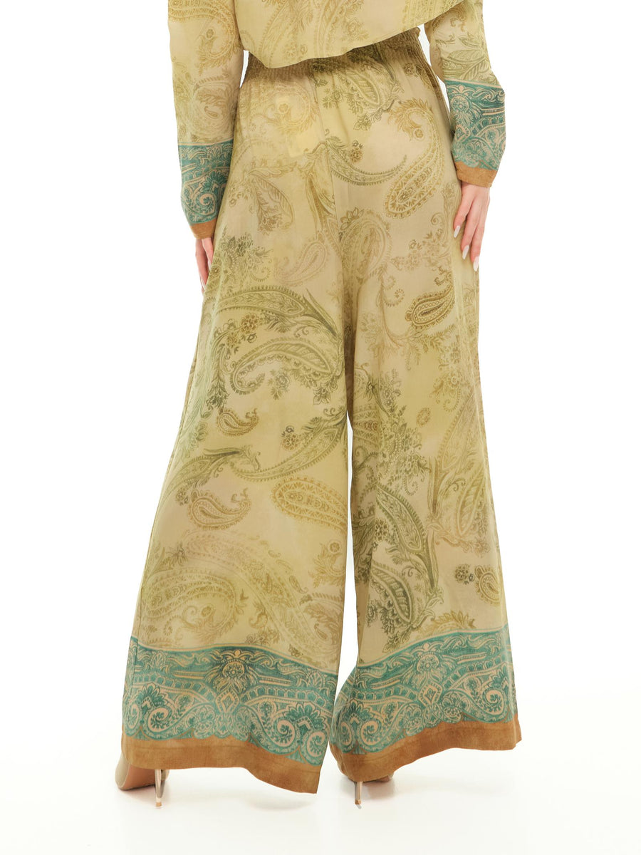 Pantaloni Souvenir a palazzo fantasia in verde M1498 MULTI Souvenir 