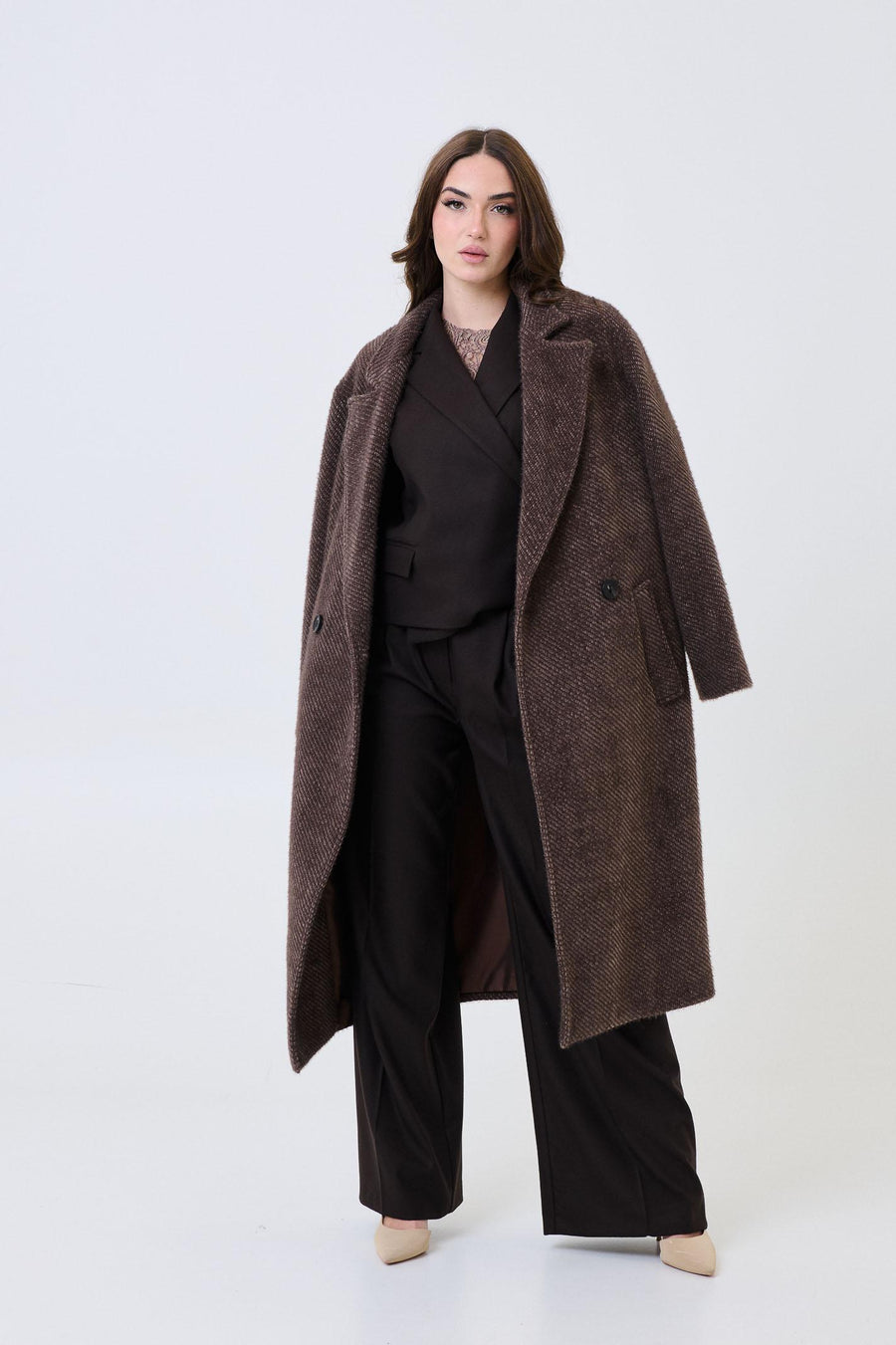 Cappotto lungo Armoire moro effetto bouclé 71358 MORO Armoire 