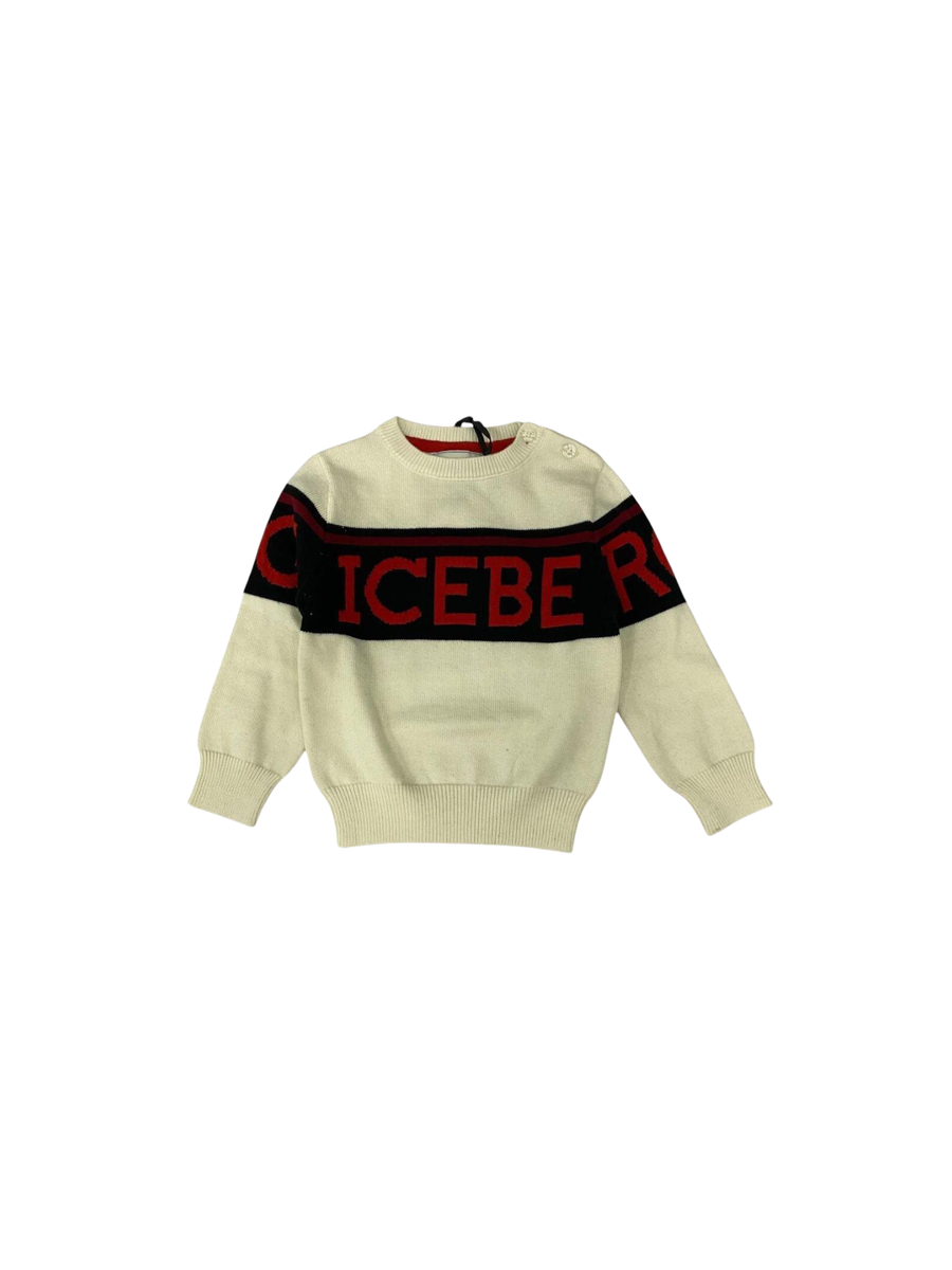 Maglione Iceberg bianco con dettagli neri e rossi MGICE5315B BIANCO Iceberg 