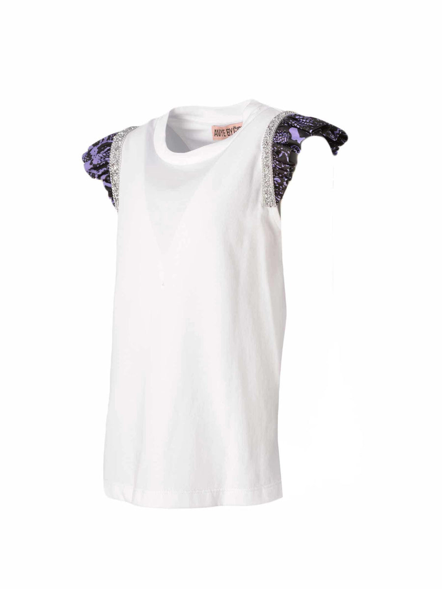 T-shirt bianca con applicazione 111223 02034 Aniye By 
