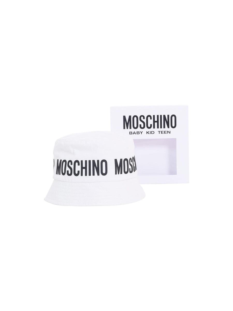 Cappellino pescatore Moschino bianco con logo frontale e posteriore HUY002 10101 Moschino 