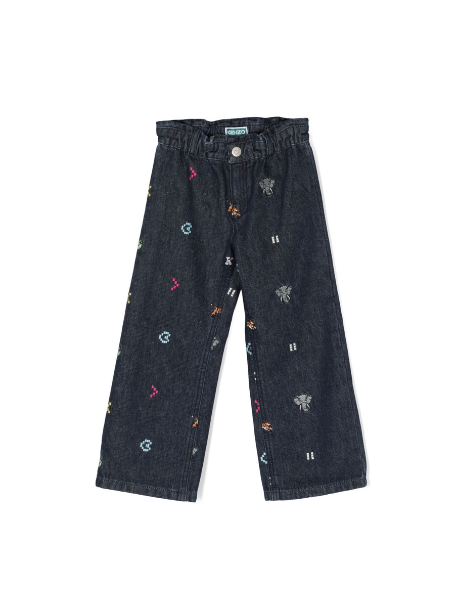 Jeans dritti con ricamo K14263 Z35 Kenzo 