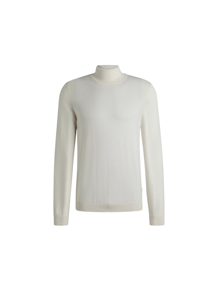 Maglione Boss slim fit a collo alto in lana bianco 50468262 131 Boss 