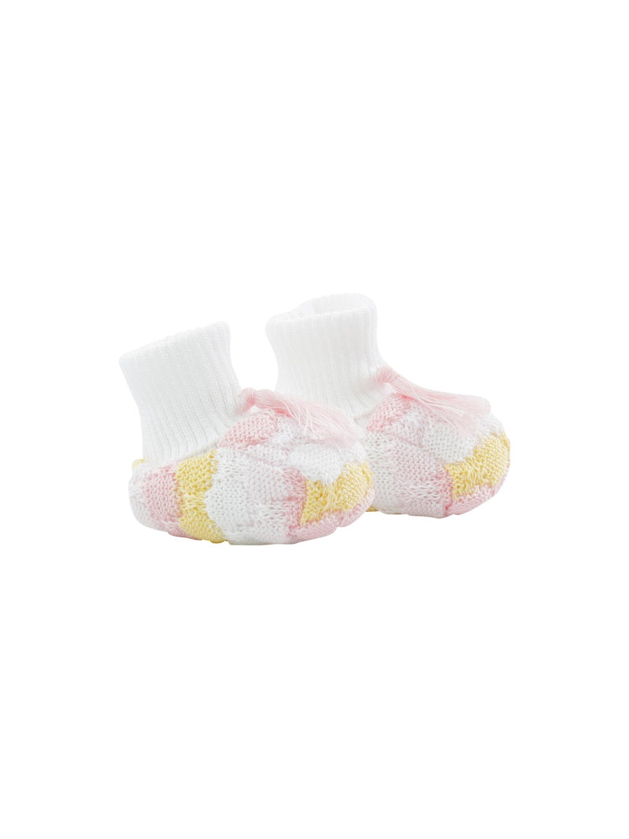 Babbucce in filo nido d'ape bianco rosa e gialle EL55S 10331 Marlù 