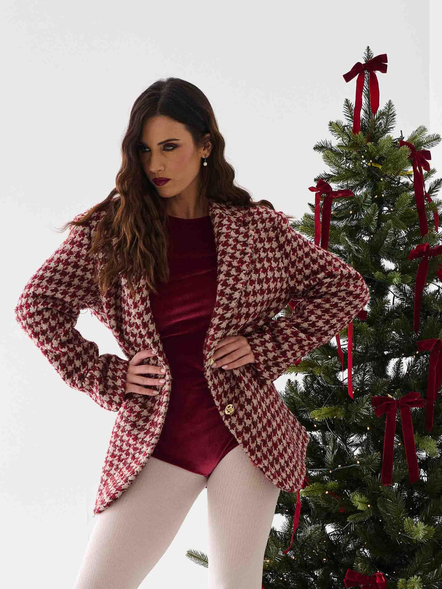 Giacca pied de poule Silence Limited rosso e beige GI5328 RED/SAND Silence Limited 