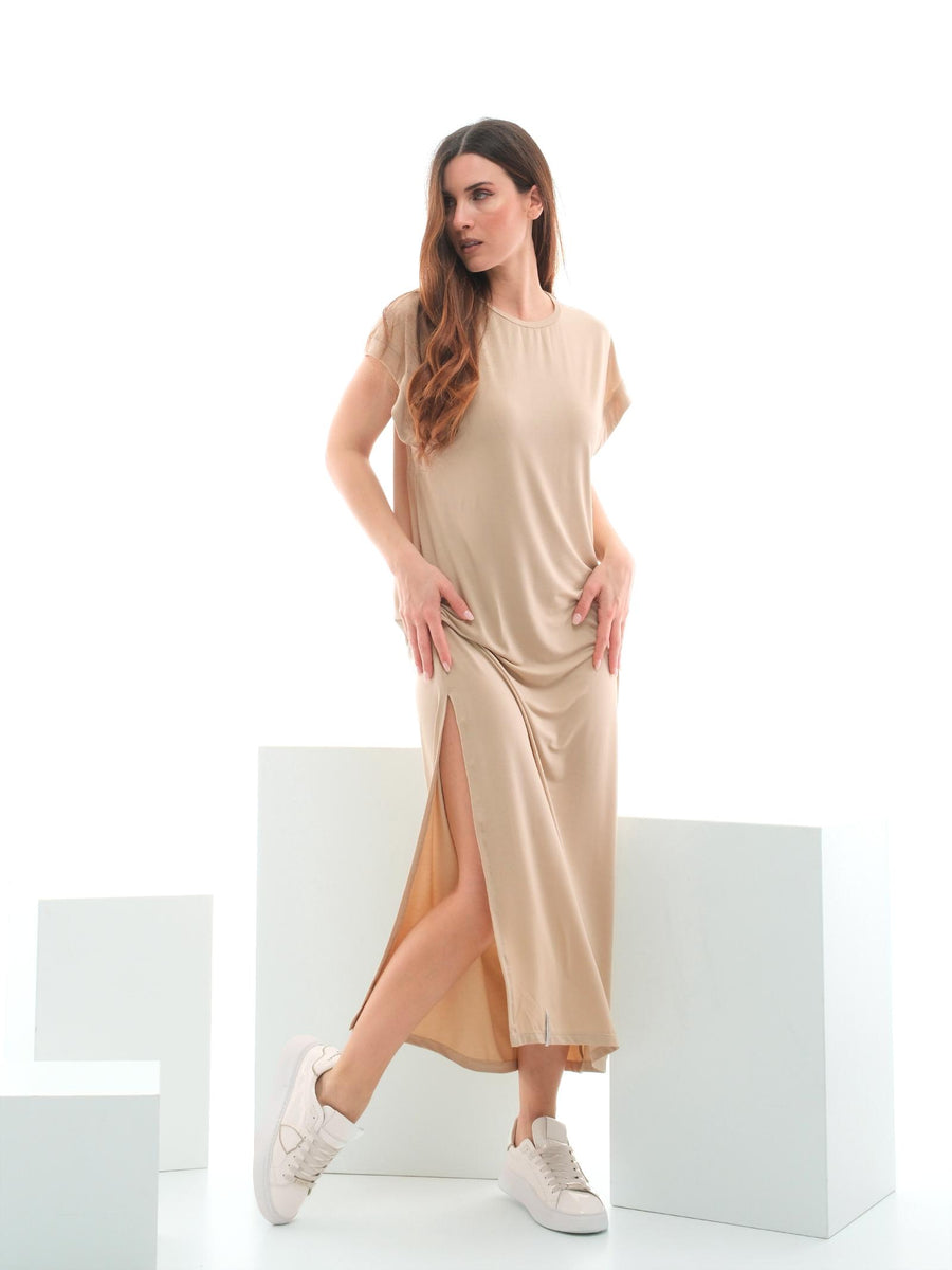 Abito lungo Hinnominate beige morbido HMABW01467 BE33 Hinnominate 