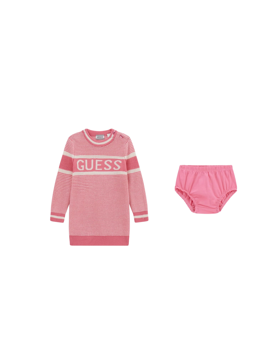 Abito con culotte Guess rosa con stampa logo a righe A5YK04Z3OJ0 G6N3 Guess 
