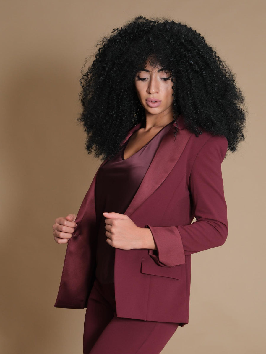 Giacca Imperial rosso marsala monopetto con rever in raso JAH4IAW MARSALA Imperial 