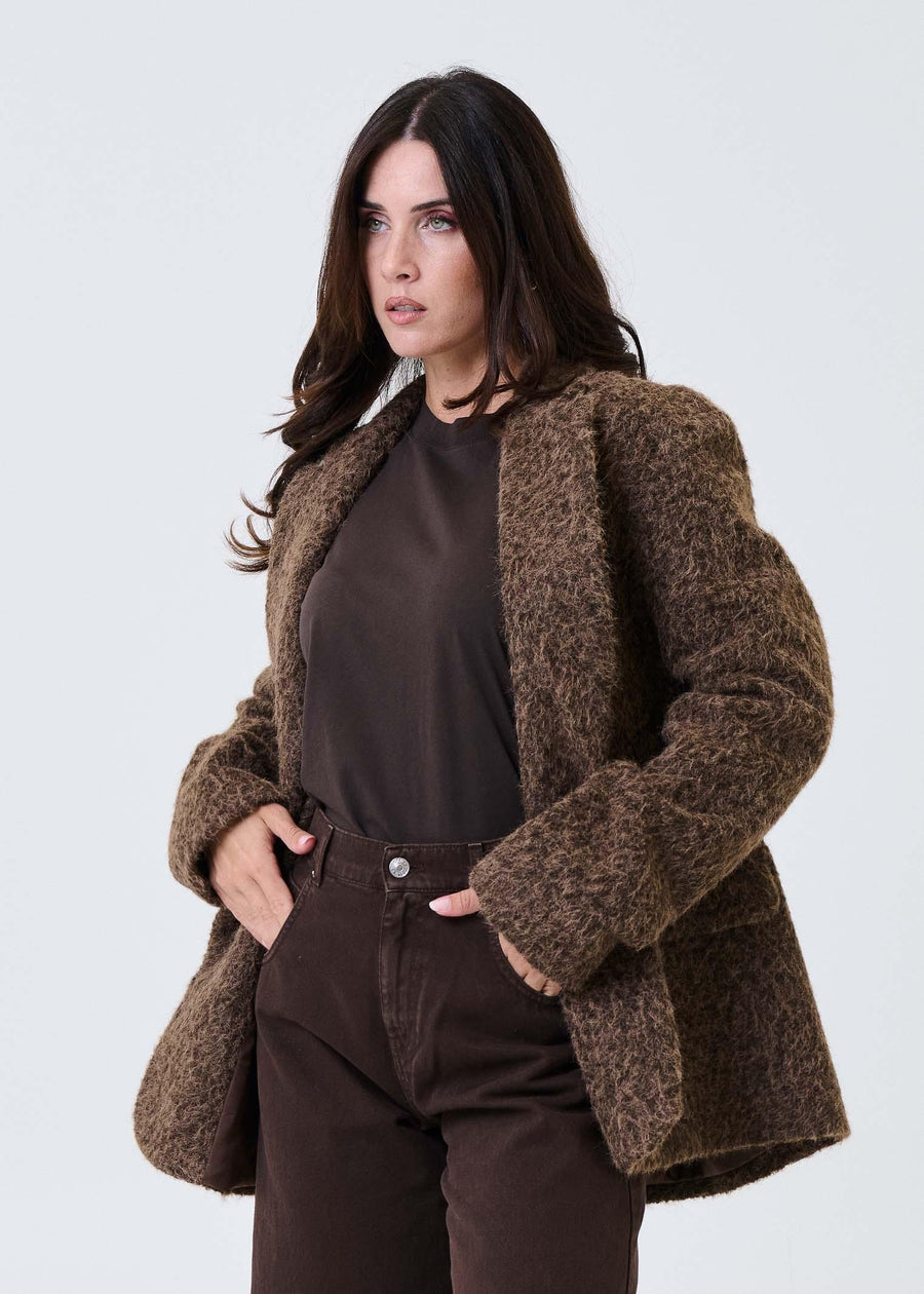 Cappotto Haveone moro in tessuto spazzolato KMIP063 MORO Haveone 