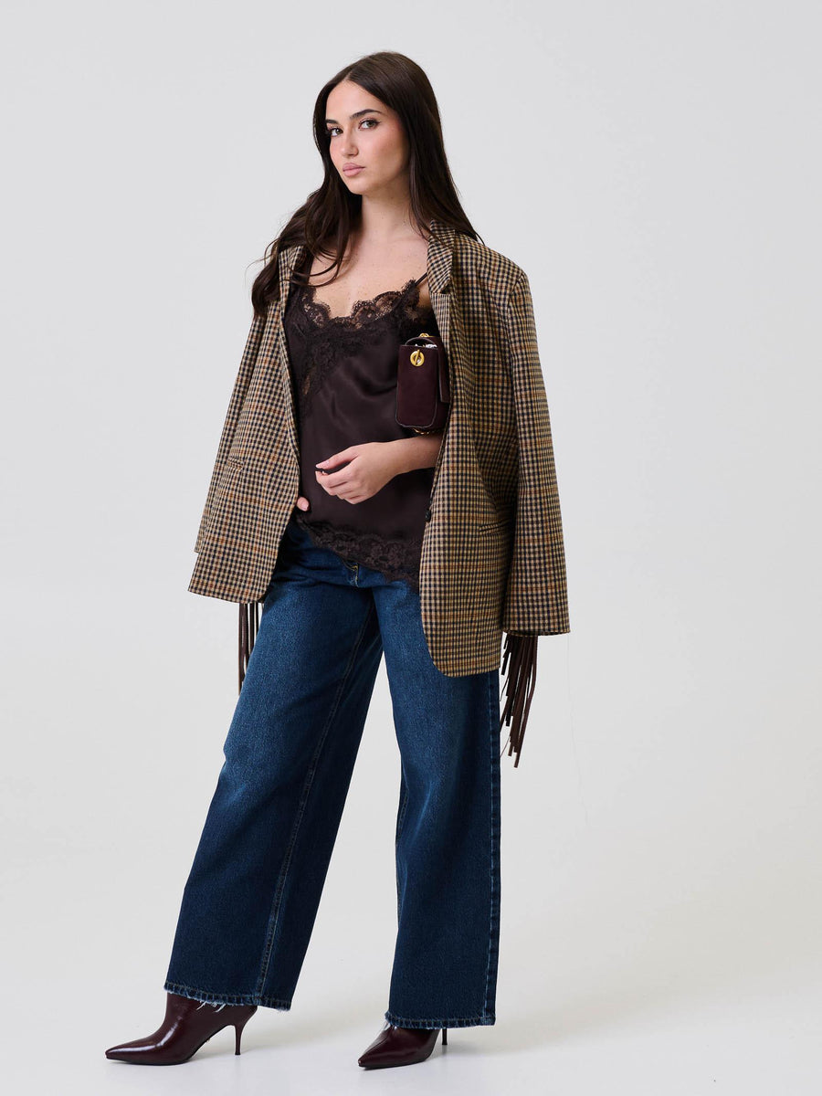 Top in raso Vicolo moro con pizzo TF0861 MORO Vicolo 