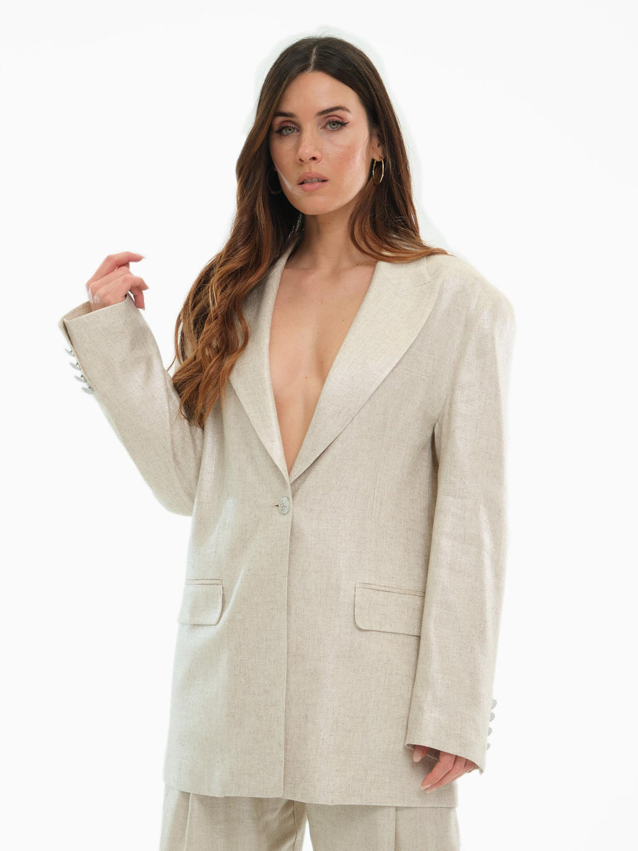 Giacca "over linum" Silence Limited sabbia con filo lurex GI596 UNI Silence Limited 