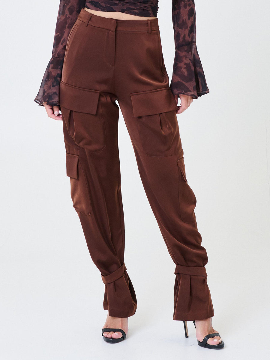 Pantalone cargo Silence Limited marrrone con fascia regolabile alla caviglia SD2015SAT BROWN Silence Limited 