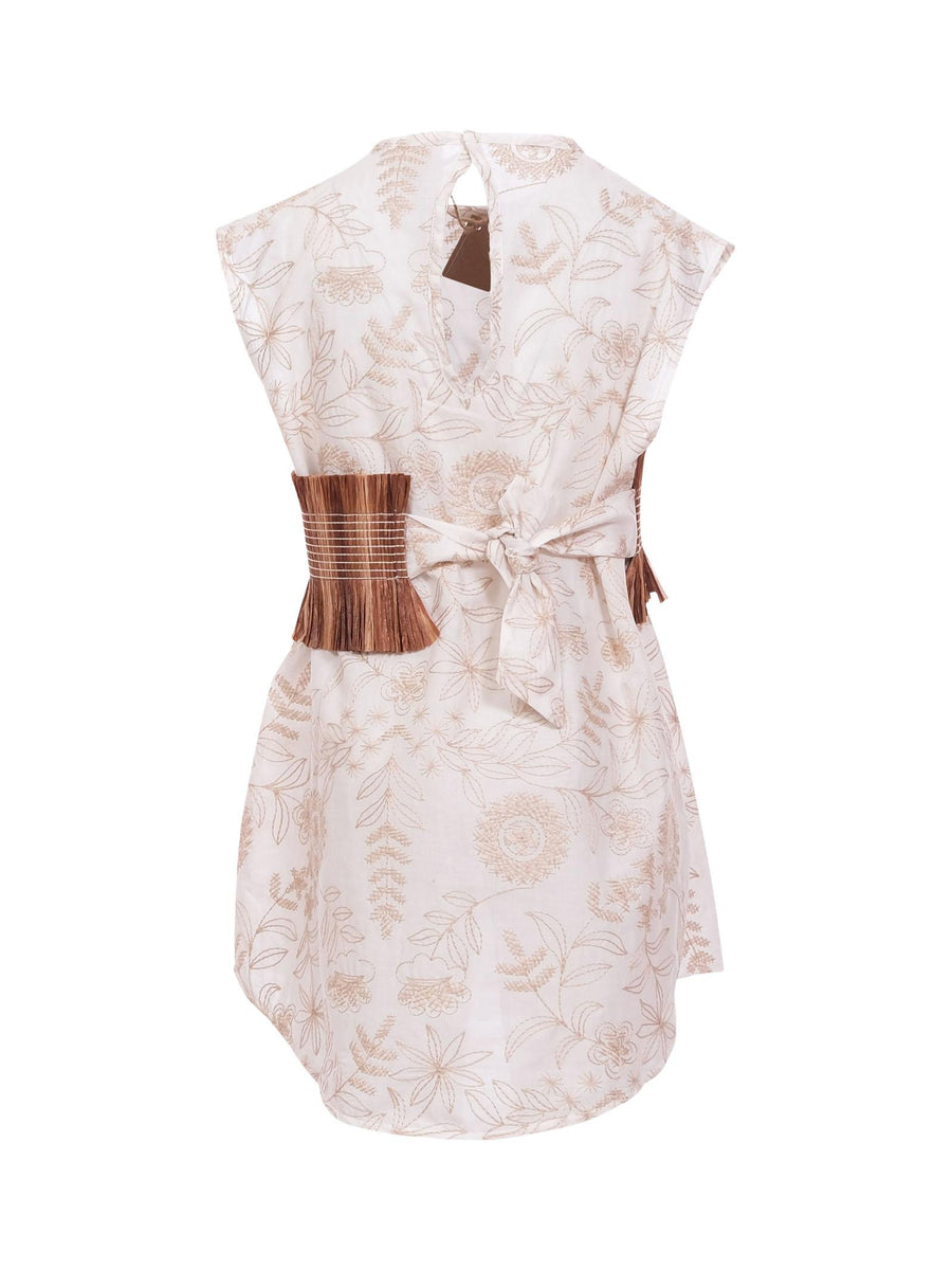 Abito Cocò et Mamà bianco con ricami all over beige AURORA BIANCO Cocò et Mamà 