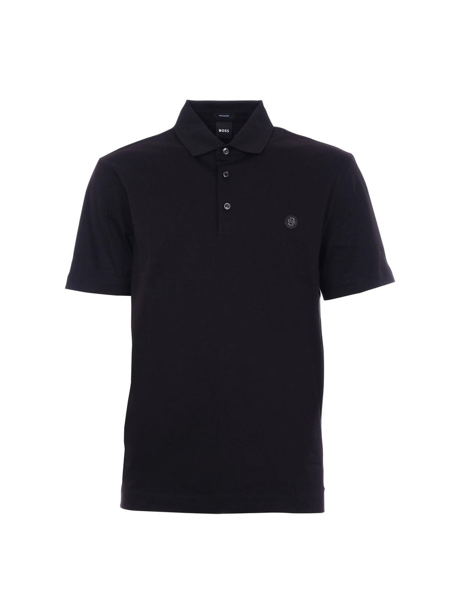 Polo Boss nera con doppio monogramma 50520297 001 Boss 