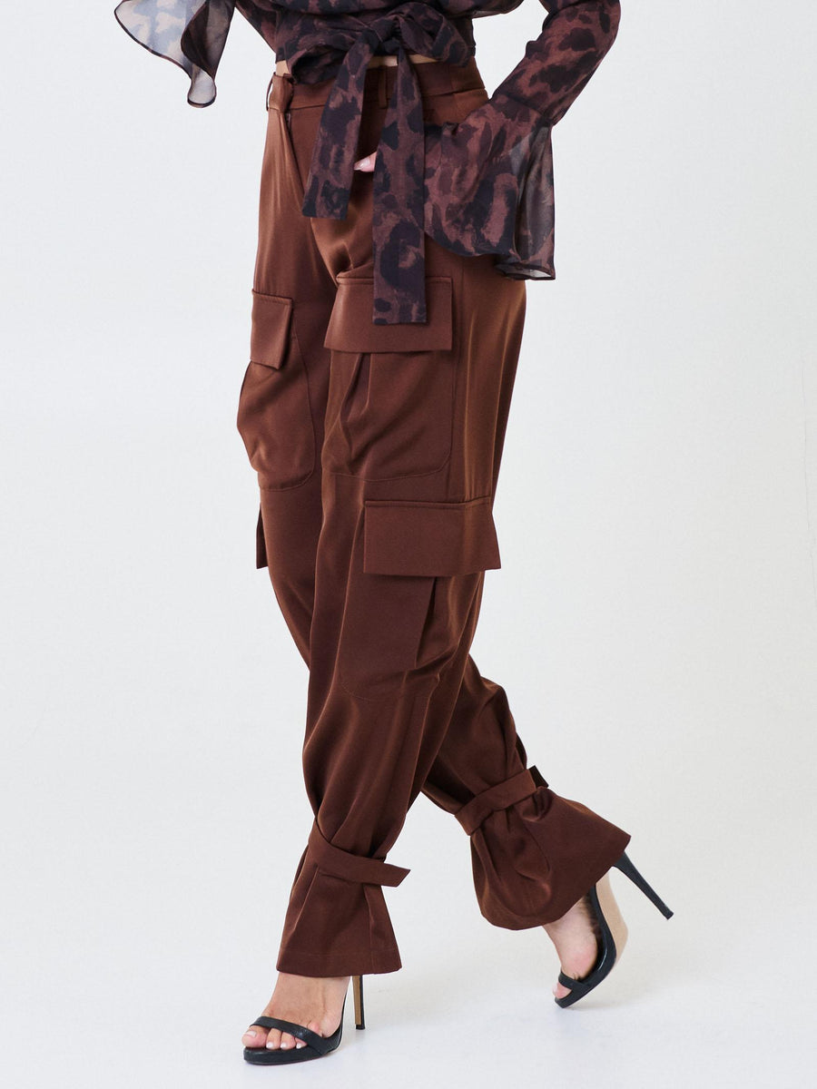 Pantalone cargo Silence Limited marrrone con fascia regolabile alla caviglia SD2015SAT BROWN Silence Limited 